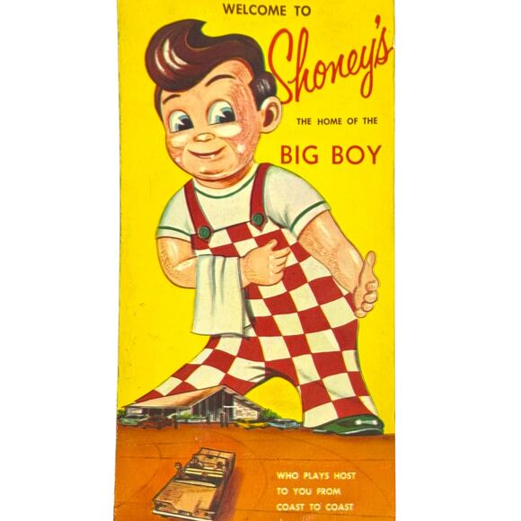 Vintage 1960s Shoney’s Big Boy Menu Restaurant Diner Authentic Alex Schoenbaum - Picture 1 of 16